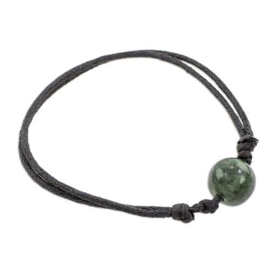 Alternate image for Adjustable Dark Green Jade Pendant Bracelet from Guatemala Simple Life in Dark Green