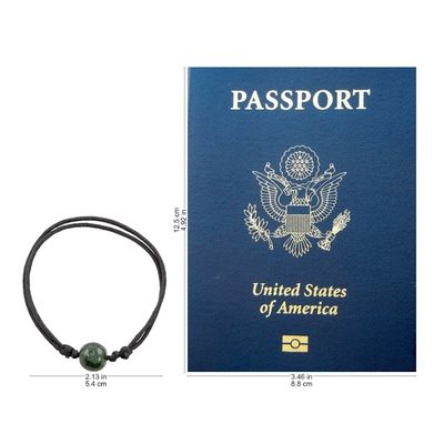 Alternate image for Adjustable Dark Green Jade Pendant Bracelet from Guatemala Simple Life in Dark Green