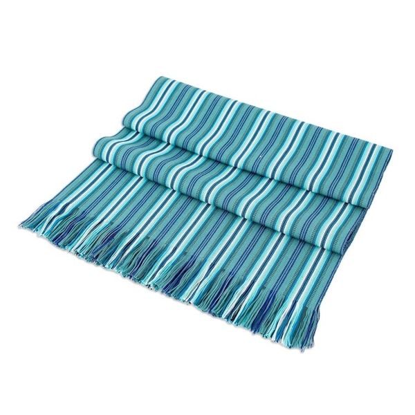 Alternate image for Striped Blue Table Runner Tecpan Tradition