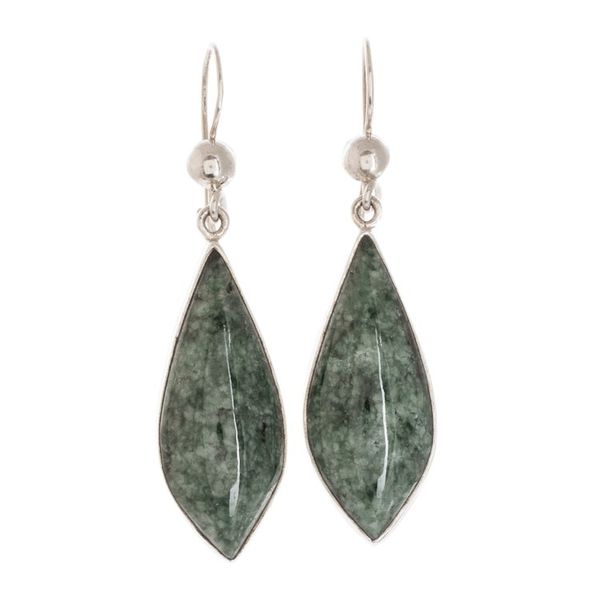 Alternate image for Handmade Jade Earrings in Sterling Silver Lance in Light Green