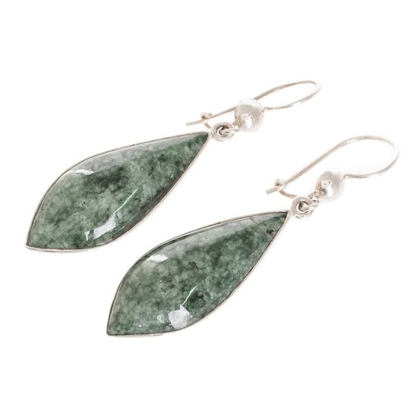 Alternate image for Handmade Jade Earrings in Sterling Silver Lance in Light Green