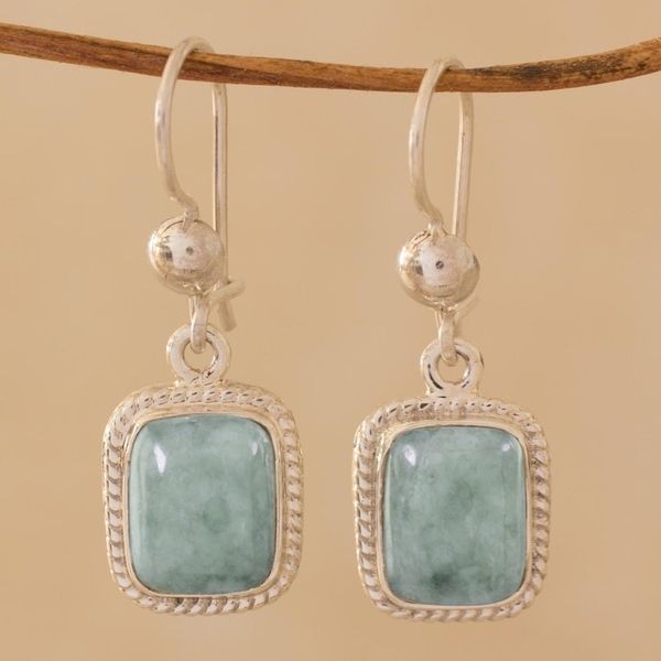 Alternate image for Guatemalan Green Jade Artisan Crafted Earrings Life Divine