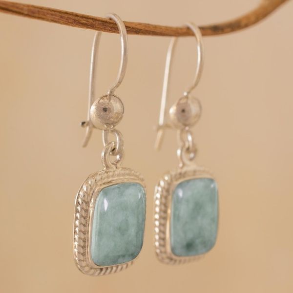 Alternate image for Guatemalan Green Jade Artisan Crafted Earrings Life Divine