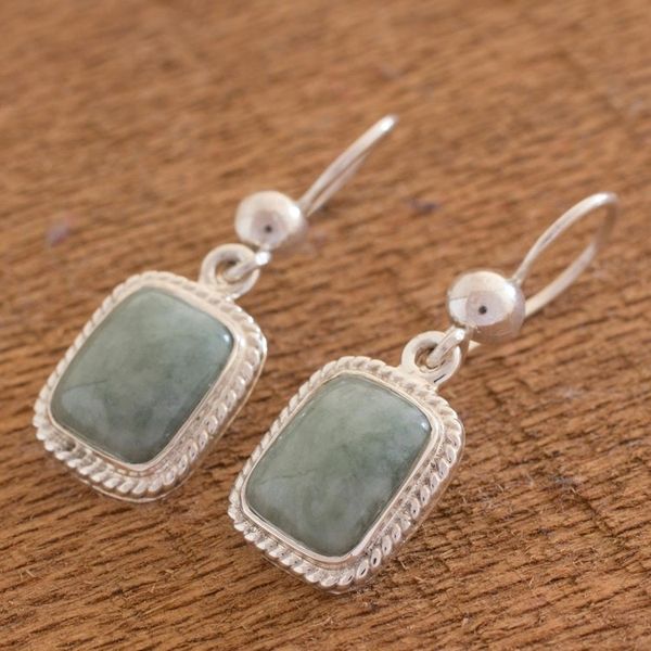 Alternate image for Guatemalan Green Jade Artisan Crafted Earrings Life Divine