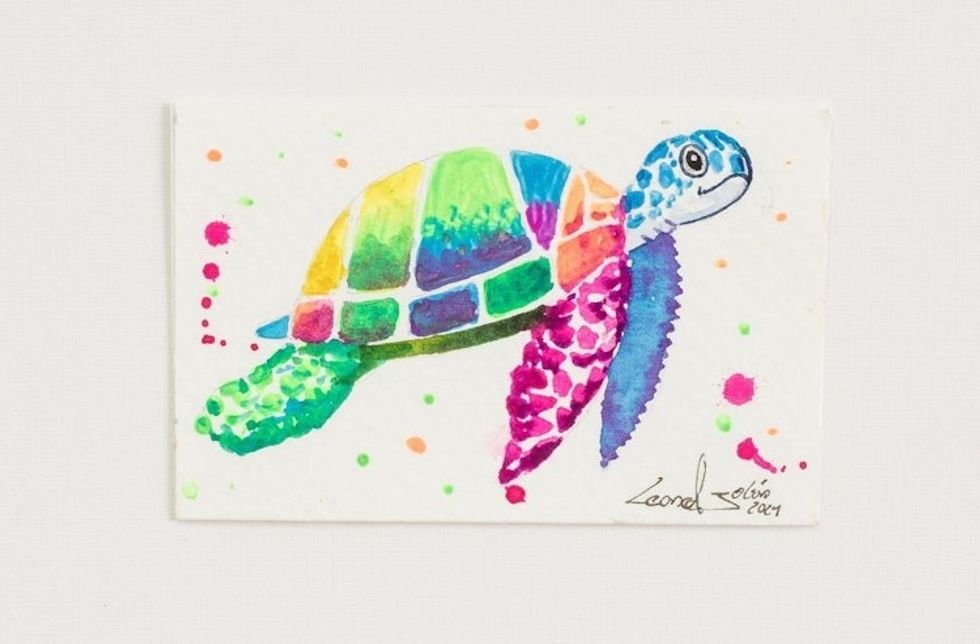 Colorful Sea Turtle Painting 'Sea Turtle'