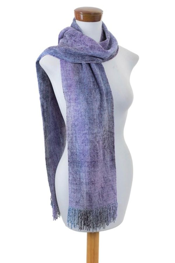 Alternate image for Artisan Crafted Rayon Chenille Scarf from Guatemala Highland Jacaranda