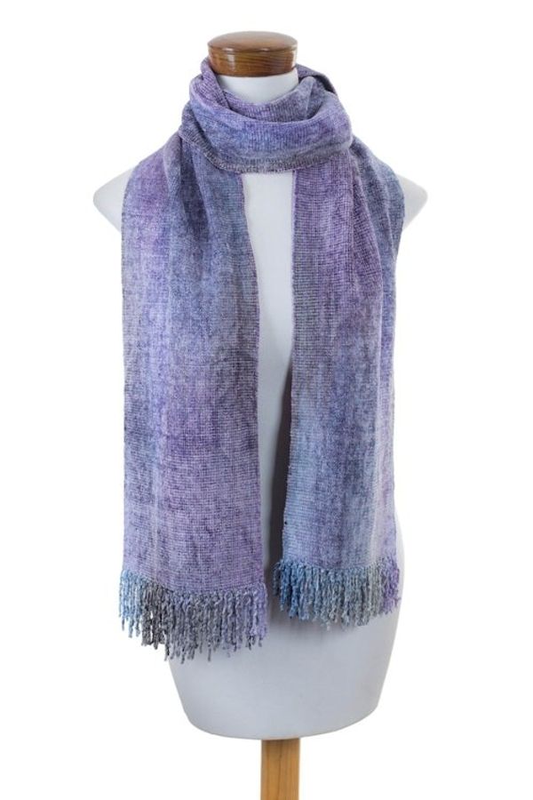 Alternate image for Artisan Crafted Rayon Chenille Scarf from Guatemala Highland Jacaranda