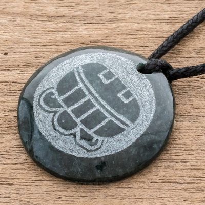 Alternate image for Jade Pendant Necklace of Mayan Figure Aj from Guatemala Aj Medallion