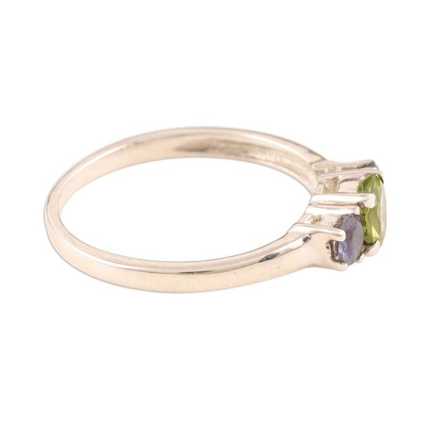 Alternate image for Peridot and Iolite Ring on Sterling Silver from India Blue Embrace