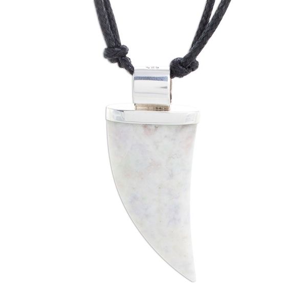Alternate image for Lilac Jade Tusk Pendant Necklace from Guatemala Wide Tusk in Lilac
