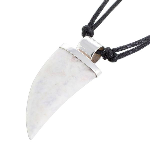 Alternate image for Lilac Jade Tusk Pendant Necklace from Guatemala Wide Tusk in Lilac