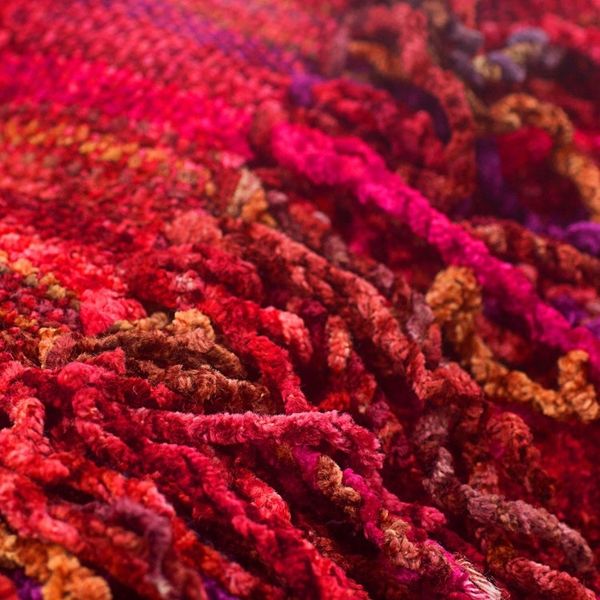 Alternate image for Guatemalan Handcrafted Rayon Chenille Shawl Crimson Fantasy