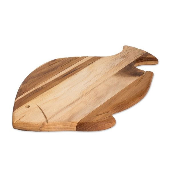 Alternate image for Hand-Carved Fish-Shaped Teak Wood Cheese Board Oceanic Ambrosia