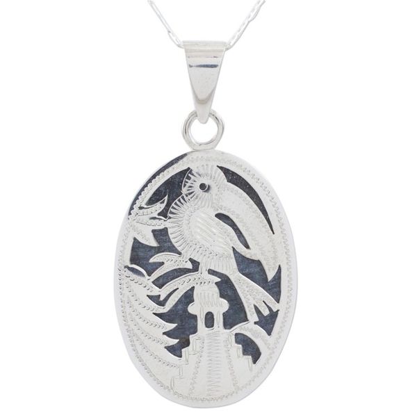 Alternate image for Artisan Crafted Maya Theme Dark Jade Necklace Tikal Toucan