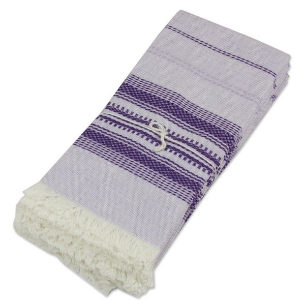 Alternate image for Purple Striped 100 Cotton Napkins Set of 6 Cheerful Kitchen in Purple