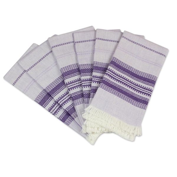 Alternate image for Purple Striped 100 Cotton Napkins Set of 6 Cheerful Kitchen in Purple