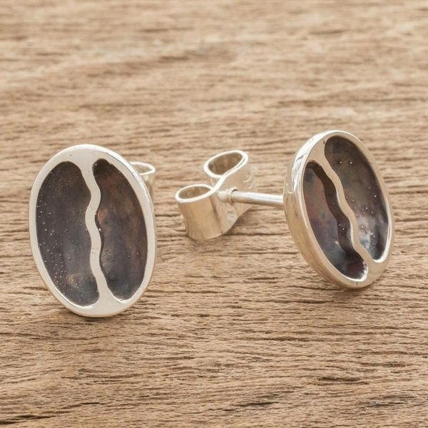 Alternate image for Sterling Silver Coffee Bean Dangle Earrings from Guatemala Raining Coffee