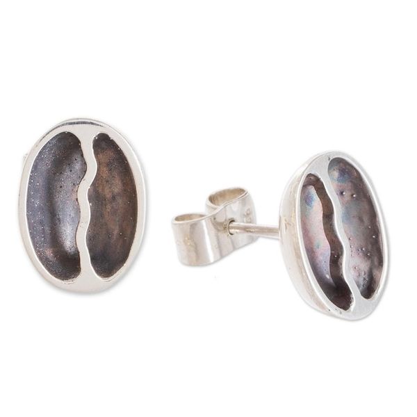 Alternate image for Sterling Silver Coffee Bean Dangle Earrings from Guatemala Raining Coffee
