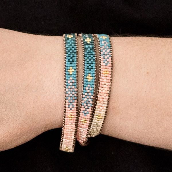 Alternate image for Geometric Glass Beaded Wrap Bracelet from Guatemala Geometric Sensation