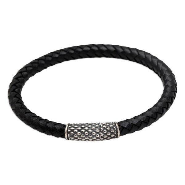 Alternate image for Hand Crafted Sterling Silver and Leather Braided Bracelet Daring Dots