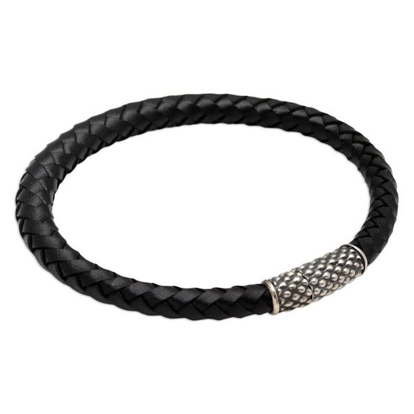 Alternate image for Hand Crafted Sterling Silver and Leather Braided Bracelet Daring Dots