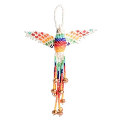 Alternate image for Handcrafted Glass Beaded Beige Hummingbird Home Accent Hummingbird Fantasy