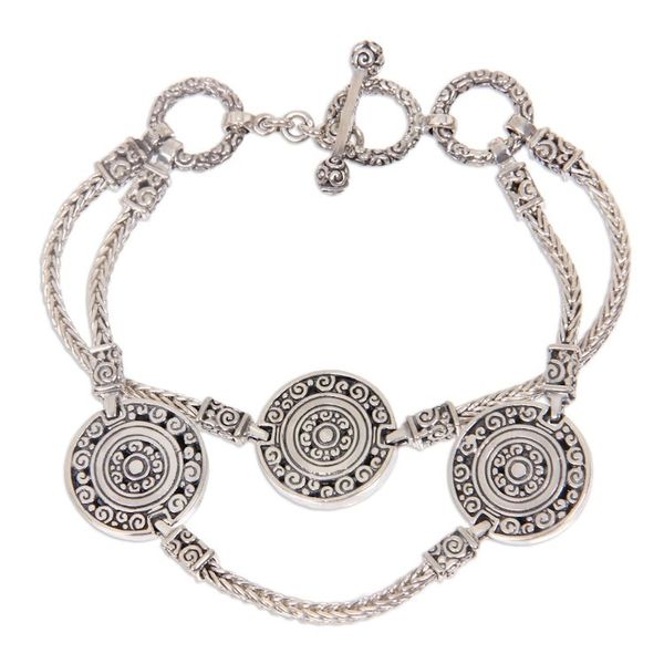 Alternate image for Indonesian Good Fortune Sterling Silver Bracelet Coins of the Kingdom