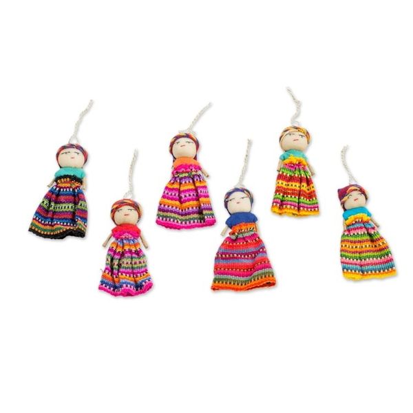 Alternate image for Set of 6 Guatemalan Worry Doll Ornaments Crafted by Hand Worry Dolls Share the Love