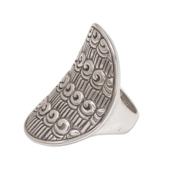 Alternate image for Buddhist Motif Sterling Silver Cocktail Ring from Bali Samsi Shield