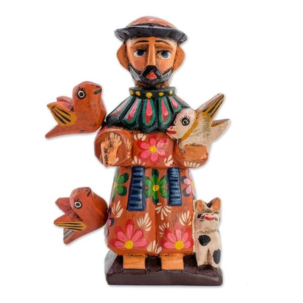 Alternate image for Wood Statuette of St Francis of Assisi with Animals Saint Francis