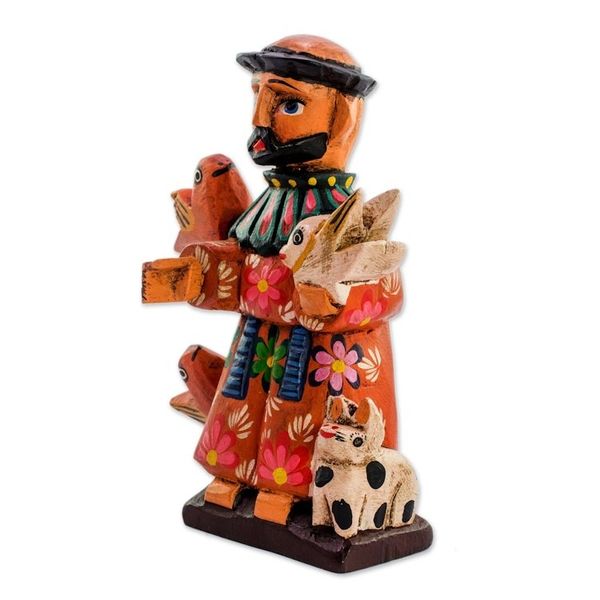 Alternate image for Wood Statuette of St Francis of Assisi with Animals Saint Francis