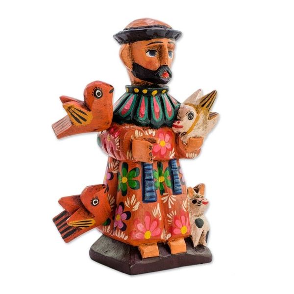 Alternate image for Wood Statuette of St Francis of Assisi with Animals Saint Francis