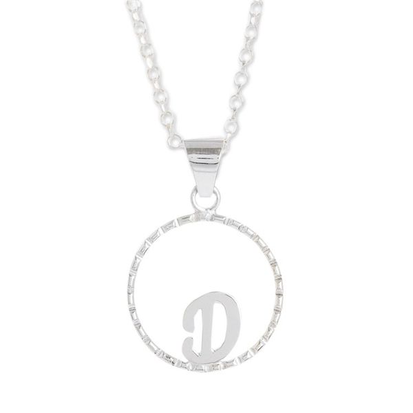 Alternate image for Initial Pendant Necklace Made with 925 Sterling Silver Circled D