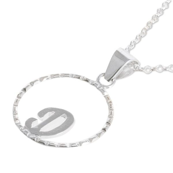 Alternate image for Initial Pendant Necklace Made with 925 Sterling Silver Circled D