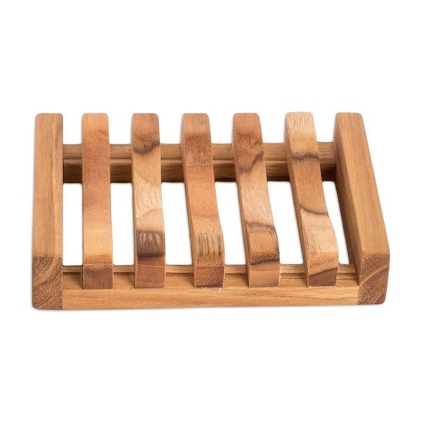 Alternate image for Rectangular Self-Draining Teak Wood Soap Dish from Guatemala Serenity