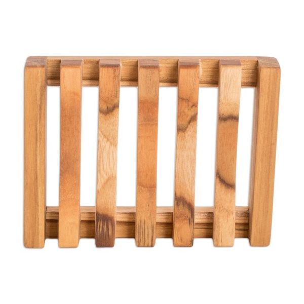 Alternate image for Rectangular Self-Draining Teak Wood Soap Dish from Guatemala Serenity