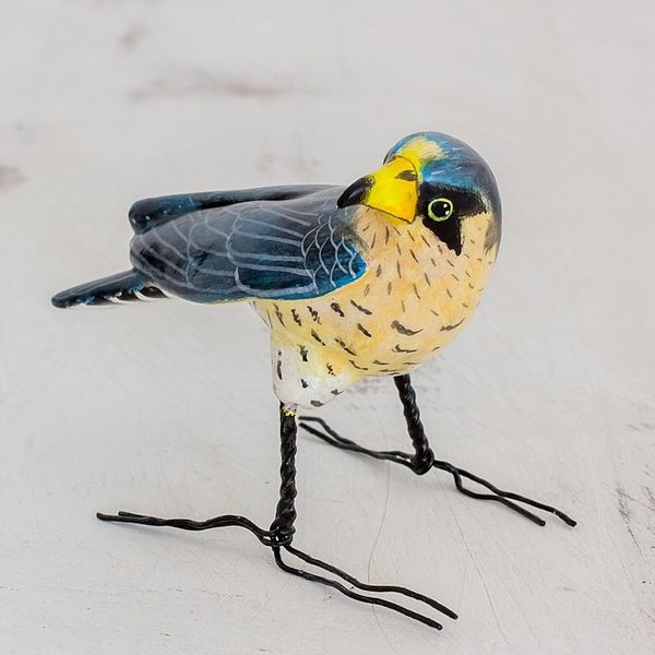 Alternate image for Guatemalan Handmade Peregrine Falcon Ceramic Bird Figurine Peregrine Falcon