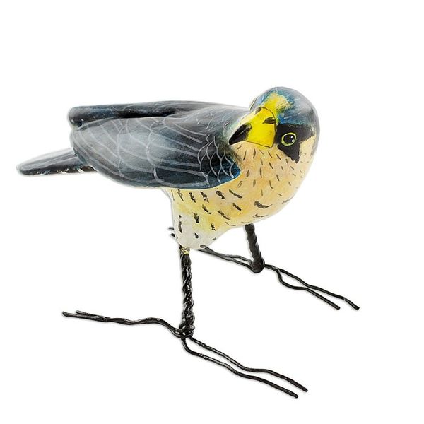 Alternate image for Guatemalan Handmade Peregrine Falcon Ceramic Bird Figurine Peregrine Falcon