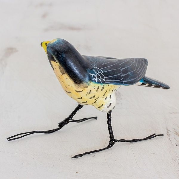 Alternate image for Guatemalan Handmade Peregrine Falcon Ceramic Bird Figurine Peregrine Falcon