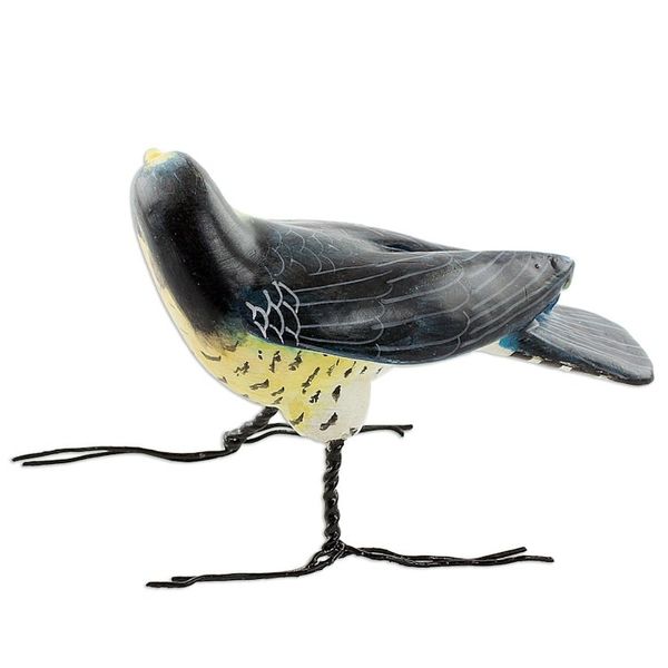 Alternate image for Guatemalan Handmade Peregrine Falcon Ceramic Bird Figurine Peregrine Falcon