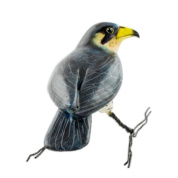 Alternate image for Guatemalan Handmade Peregrine Falcon Ceramic Bird Figurine Peregrine Falcon