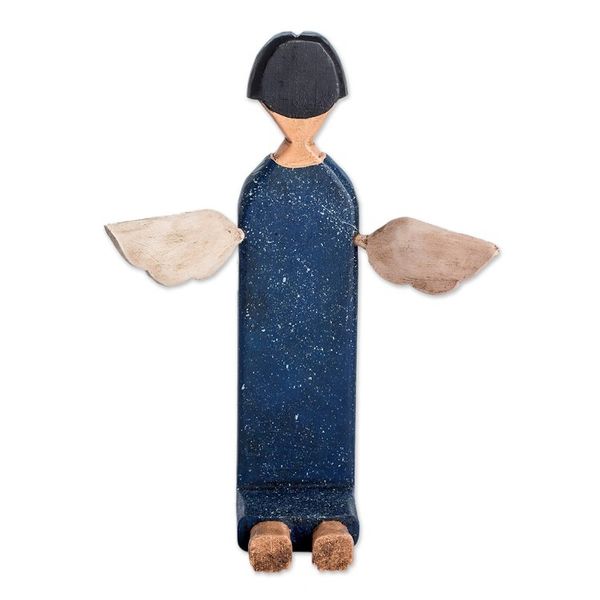 Alternate image for Hand Carved and Painted Wood Angel Sculpture from Guatemala Sky Angel