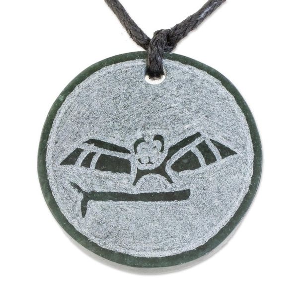Alternate image for Jade Owl Pendant Necklace from Guatemala Aqabal