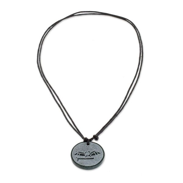 Alternate image for Jade Owl Pendant Necklace from Guatemala Aqabal