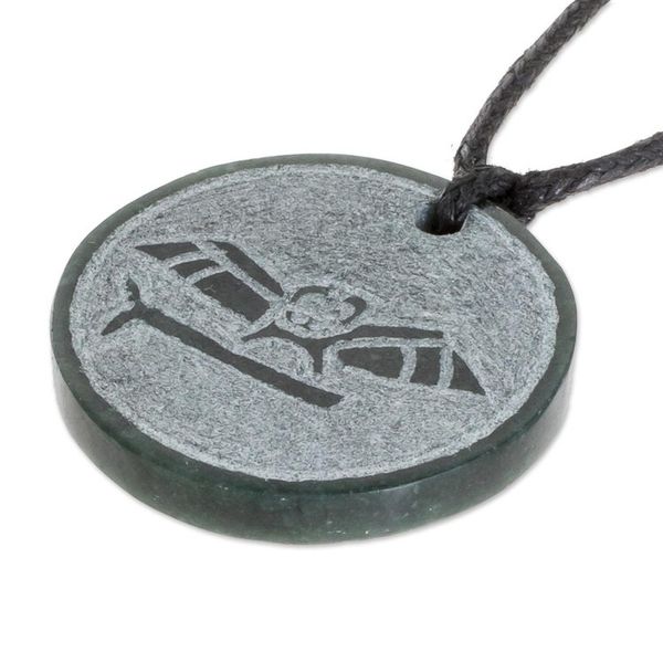 Alternate image for Jade Owl Pendant Necklace from Guatemala Aqabal