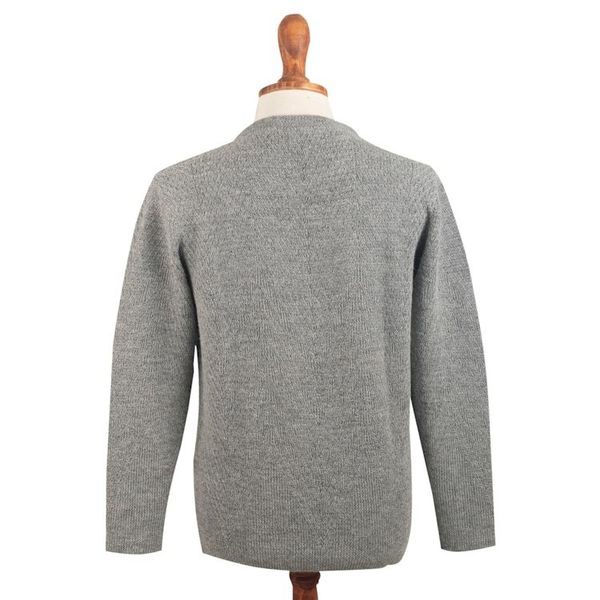 Alternate image for Textured Pale Blue-Grey 100 Alpaca Mens Sweater from Peru Soft Grey Blue