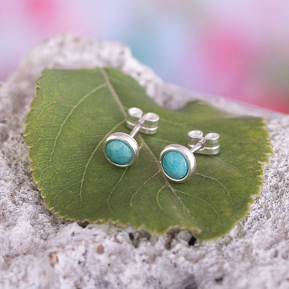 Artisan Crafted Amazonite Earrings 'Boundless Sea'