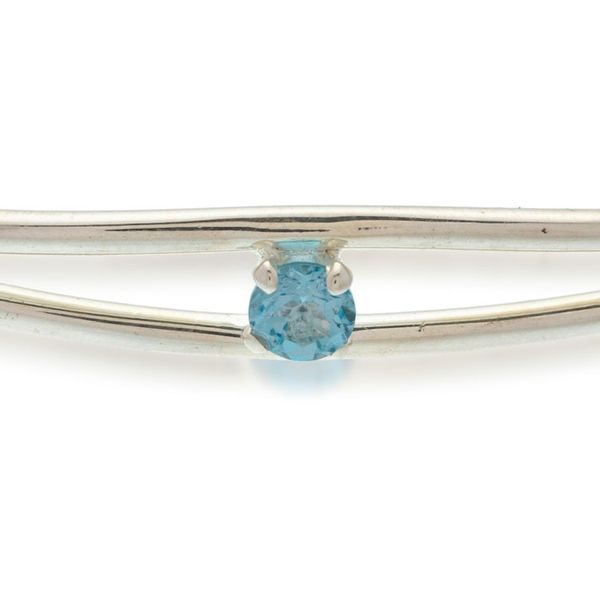 Alternate image for Minimalist Polished Sterling Silver and Topaz Cuff Bracelet Blue of Novelty