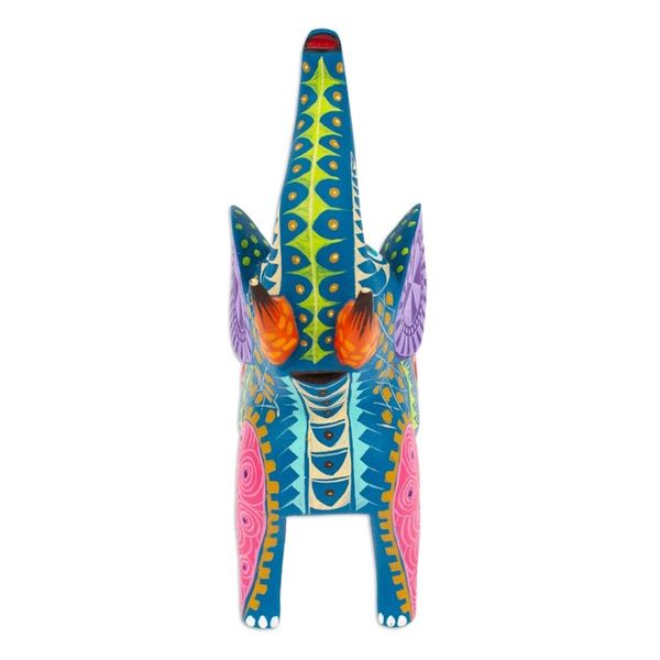 Alternate image for Hand-Painted Mexican Wood Alebrije Elephant Figurine Spectacular Elephant