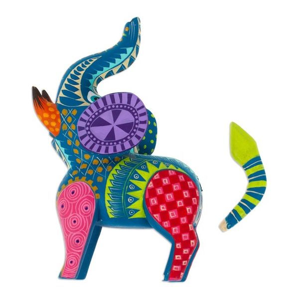 Alternate image for Hand-Painted Mexican Wood Alebrije Elephant Figurine Spectacular Elephant